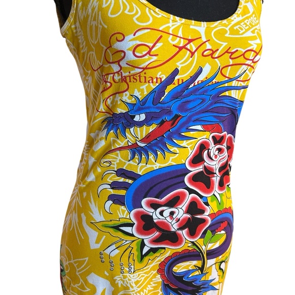Y2K Tattoo Glam Avant Garde Ed Hardy Bodycon Dress Avant Garde Archival Dress M - Picture 9 of 13